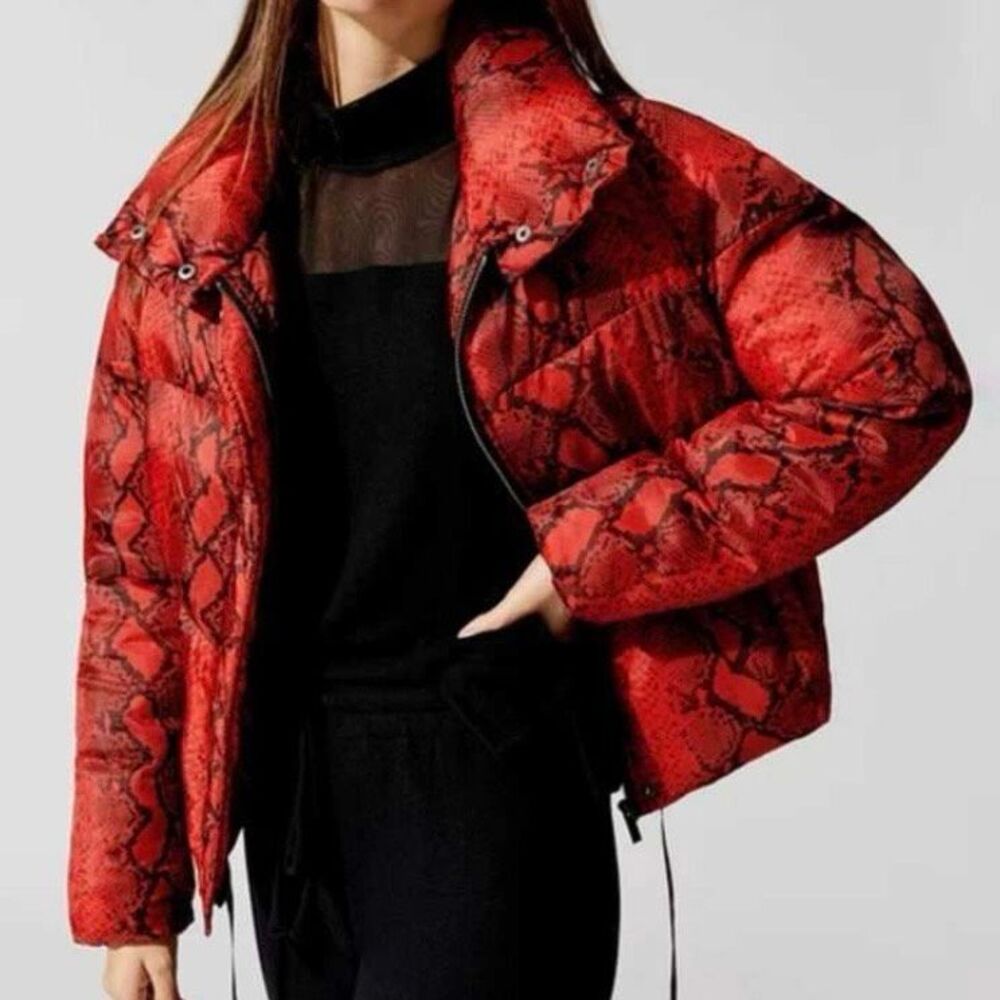Apparis Jamie Red Python Puffer Jacket L